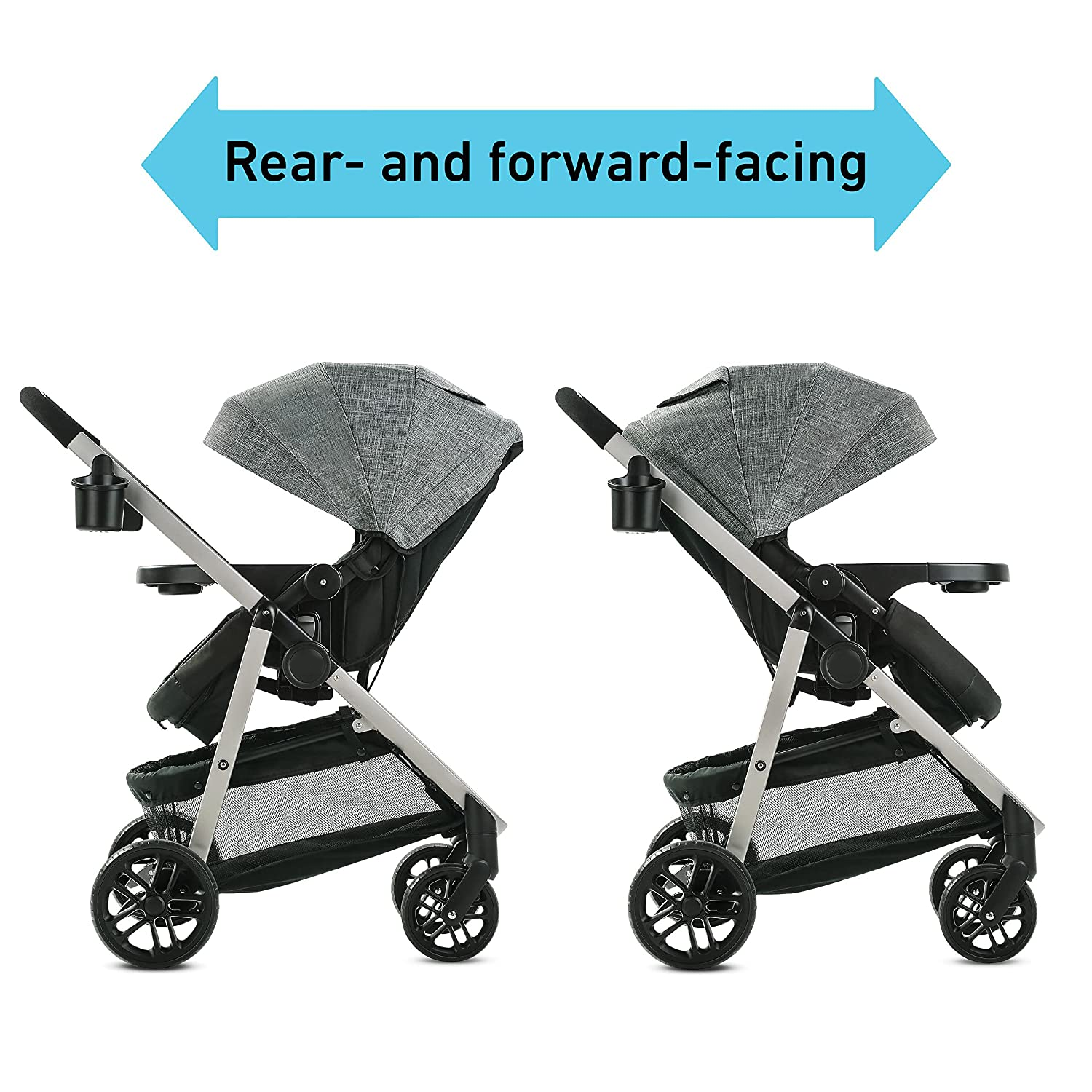 Modes Pramette Stroller, Baby Stroller with True Pram Mode, Reversible Seat, One Hand Fold, Extra Storage, Child Tray, Pierce
