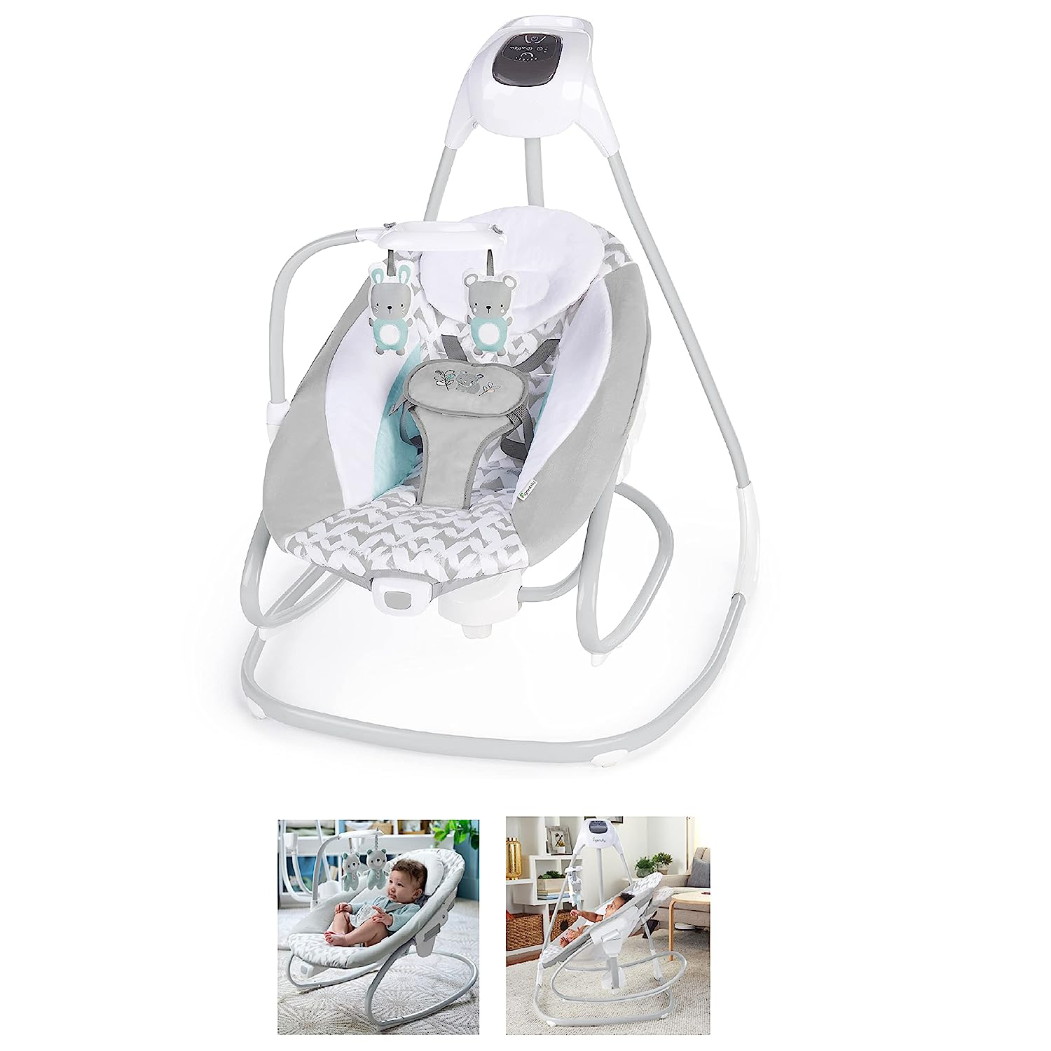 Lightweight Compact 6-Speed Multi-Direction Baby Swing, Vibrations & Nature Sounds, 0-9 Months 6-20 lbs (Pink Cassidy)