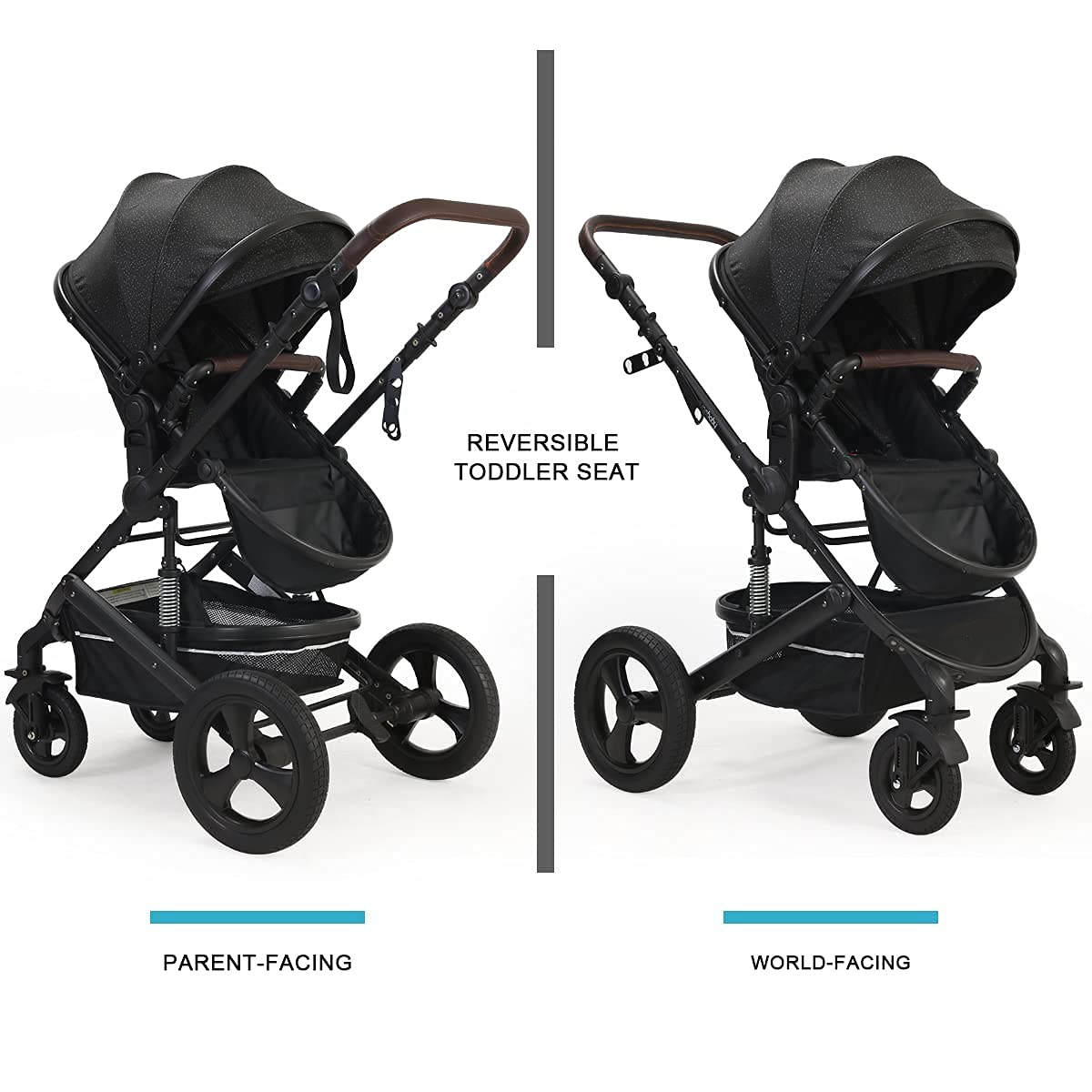 Newborn Infant Toddler Baby Stroller - Cynebaby 2 in 1 High Landscape Convertible Reversible Anti-Shock Bassinet Carriage Pram Stroller Add Cup Holder, Footmuff and Diaper Bag (Green)