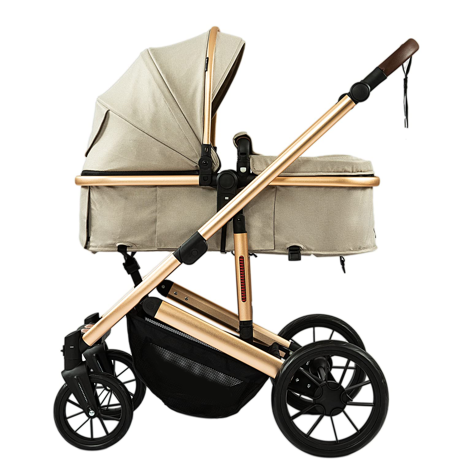 Baby Stroller - 2 in 1 High Landscape Convertible Stroller with Reversible Seat | Foldable Aluminum Alloy Pram Anti-Shock Toddler Pushchair Strollers for 0-36 Months Babies
