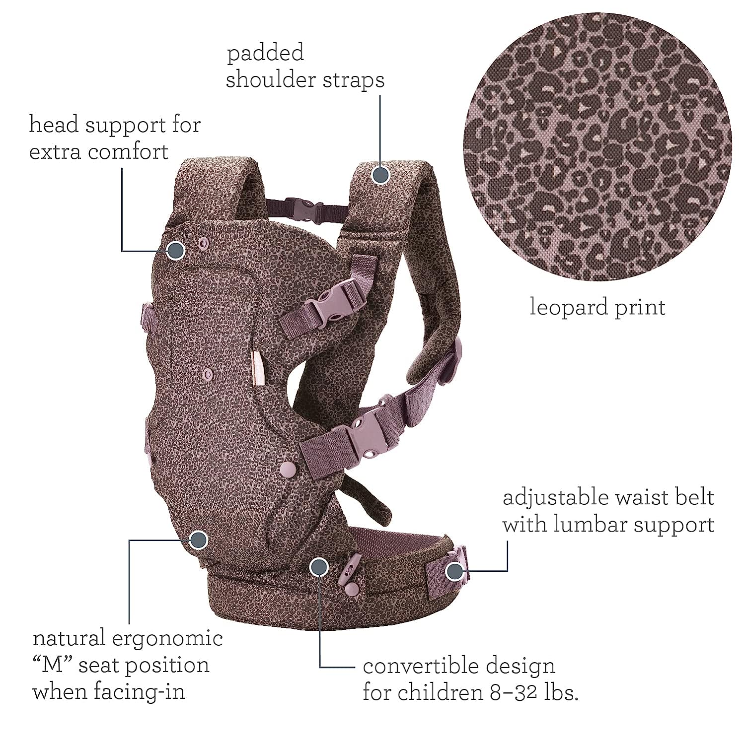 Advanced 4-in-1 Carrier - Ergonomic, convertible, face-in and face-out front and back carry for newborns and older babies 8-32 lbs