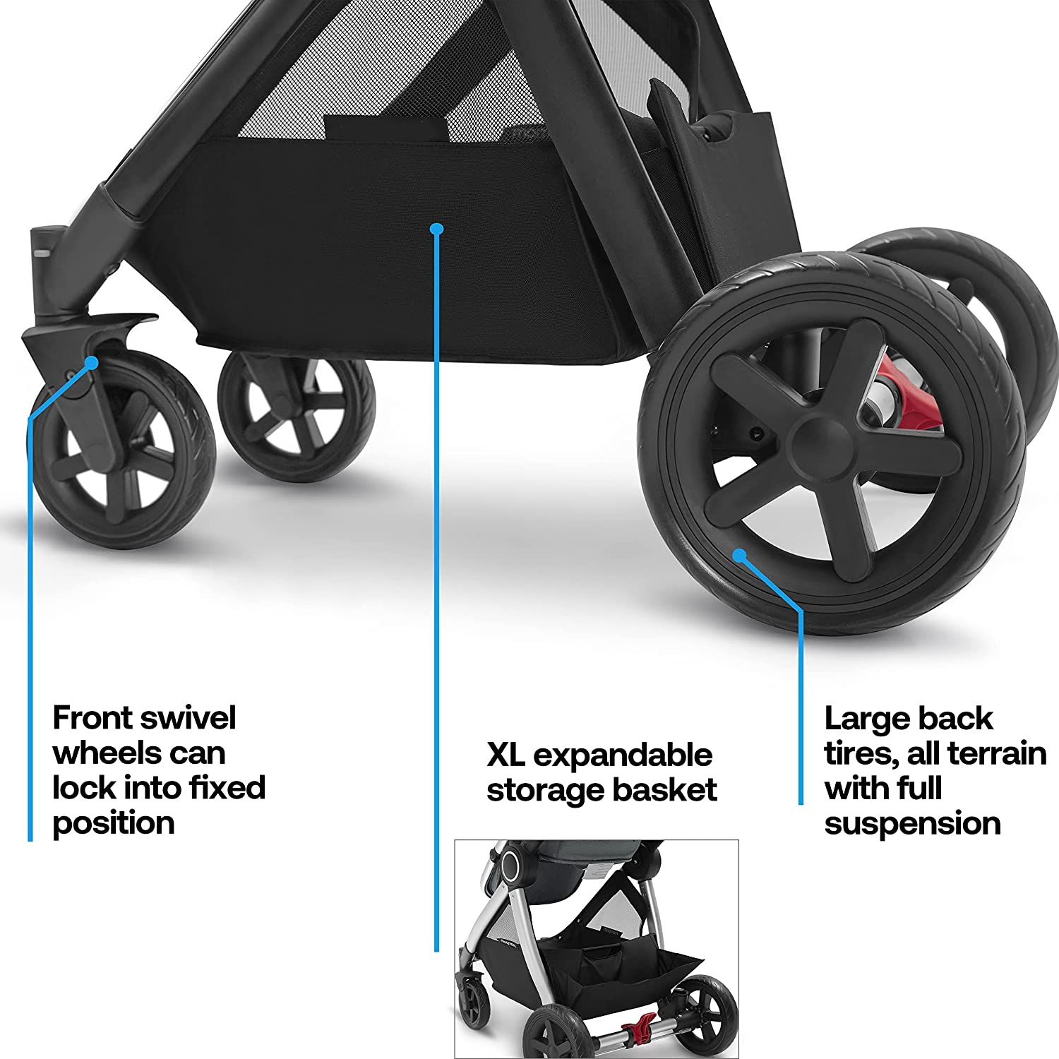 Baby Stroller with Removable Bassinet - Full-Size Baby Strollers for Comfortable Outings with Baby - Toddler Stroller with Reversible Stroller Seat - Smooth Glide Bassinet Stroller