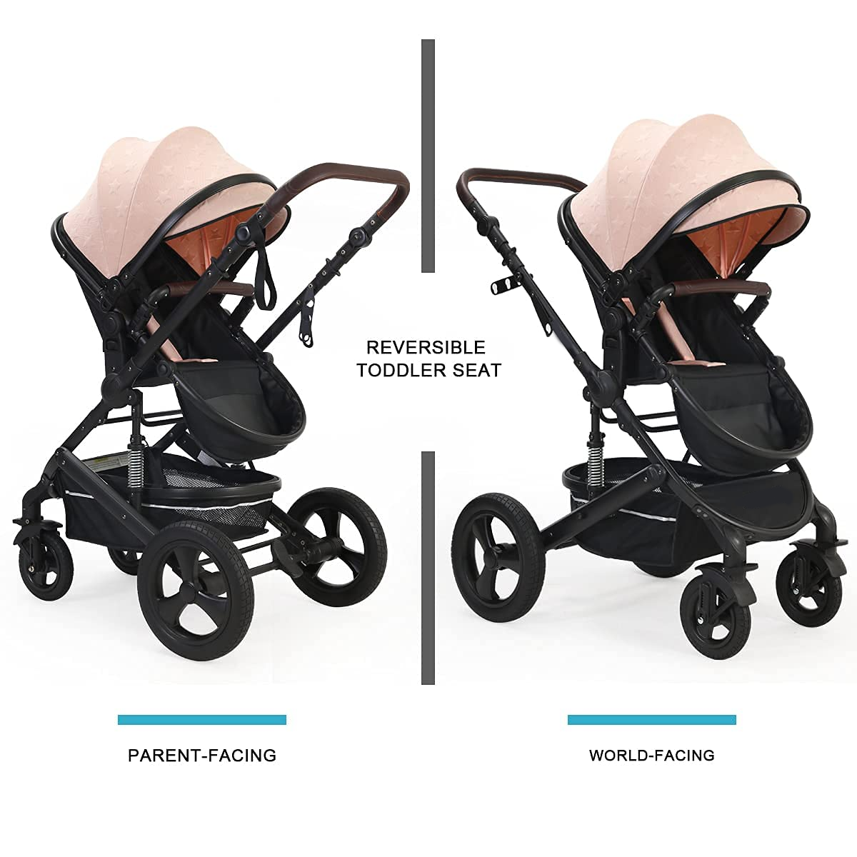 Newborn Infant Toddler Baby Stroller - Cynebaby 2 in 1 High Landscape Convertible Reversible Anti-Shock Bassinet Carriage Pram Stroller Add Cup Holder, Footmuff and Diaper Bag (Green)