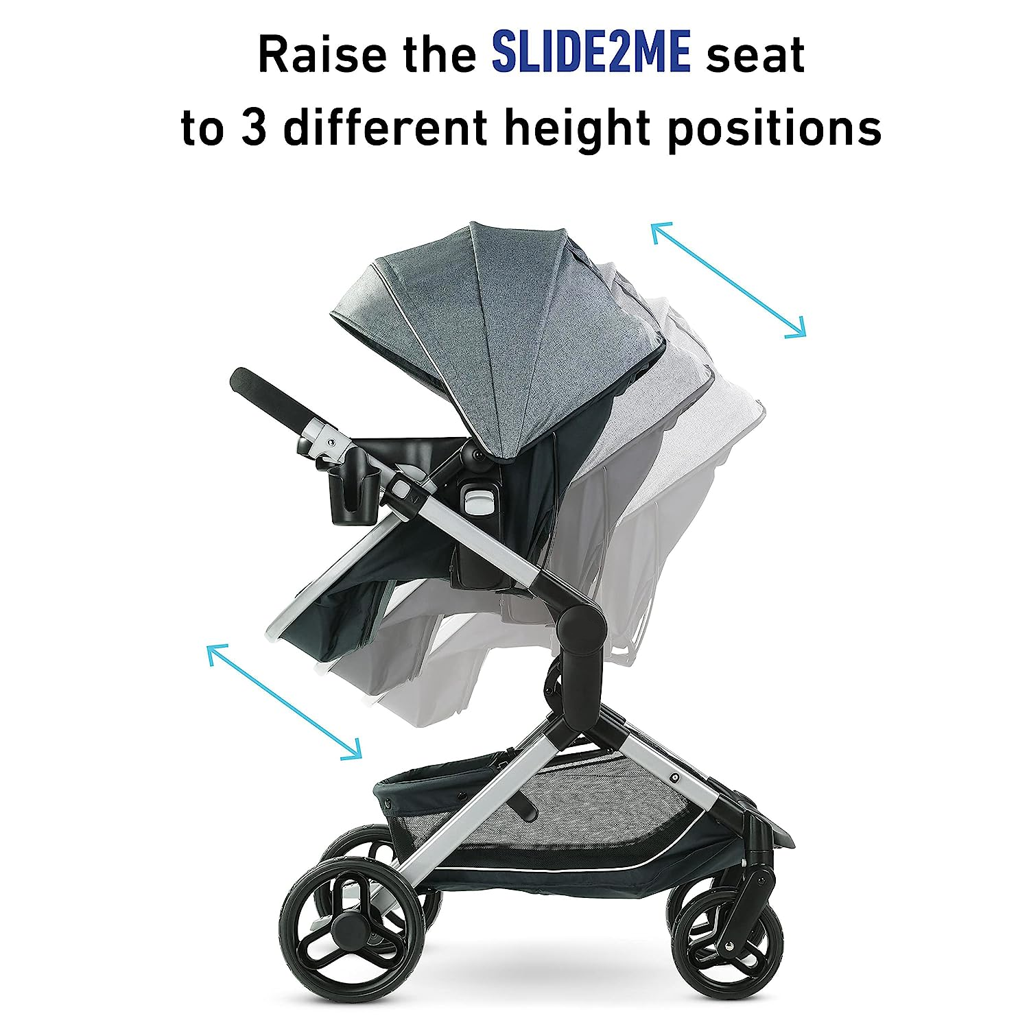 Modes Pramette Stroller, Baby Stroller with True Pram Mode, Reversible Seat, One Hand Fold, Extra Storage, Child Tray, Pierce