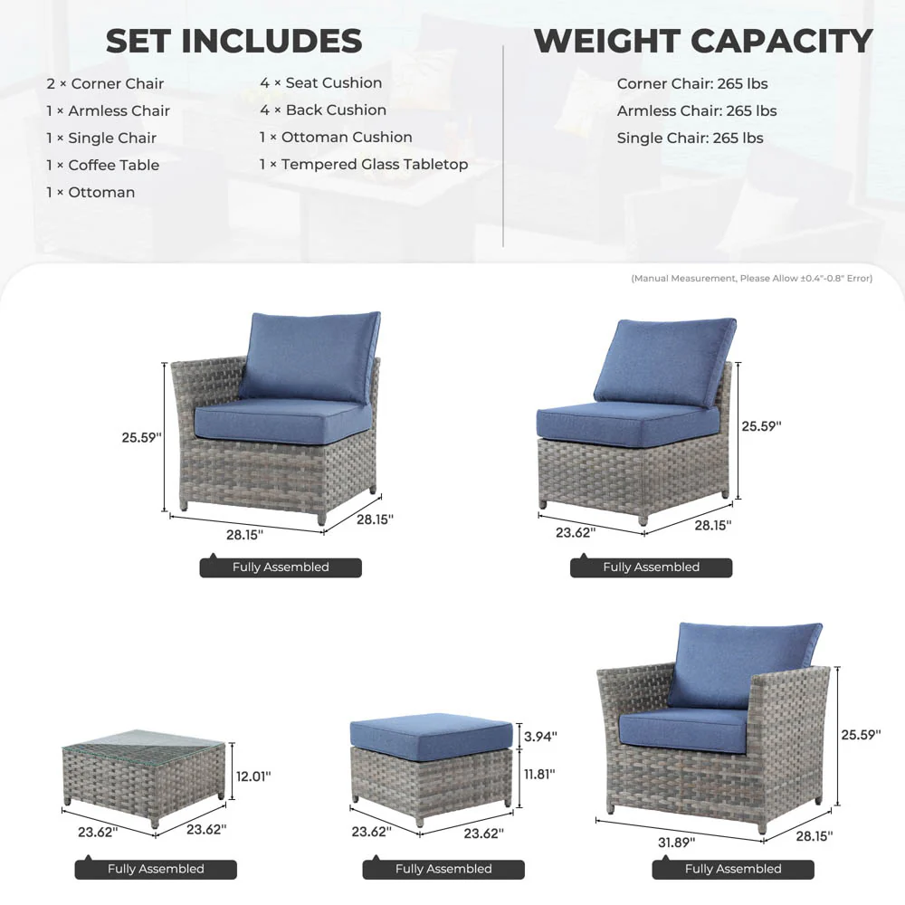 Ovios Patio Furniture Set New Rimaru 6-Piece, Fully Assembled