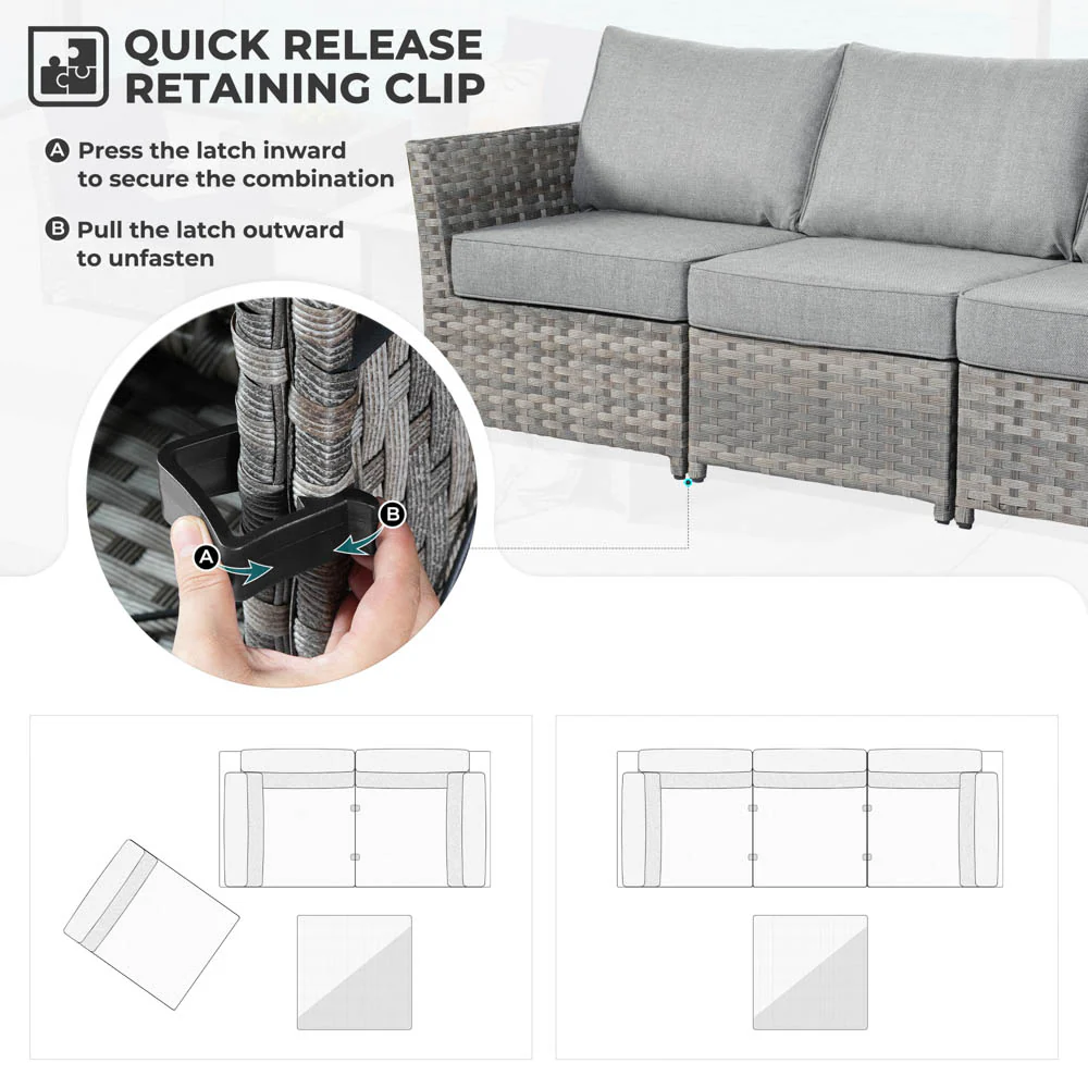Ovios New Rimaru Series Patio Furniture Set 10-Piece include 42
