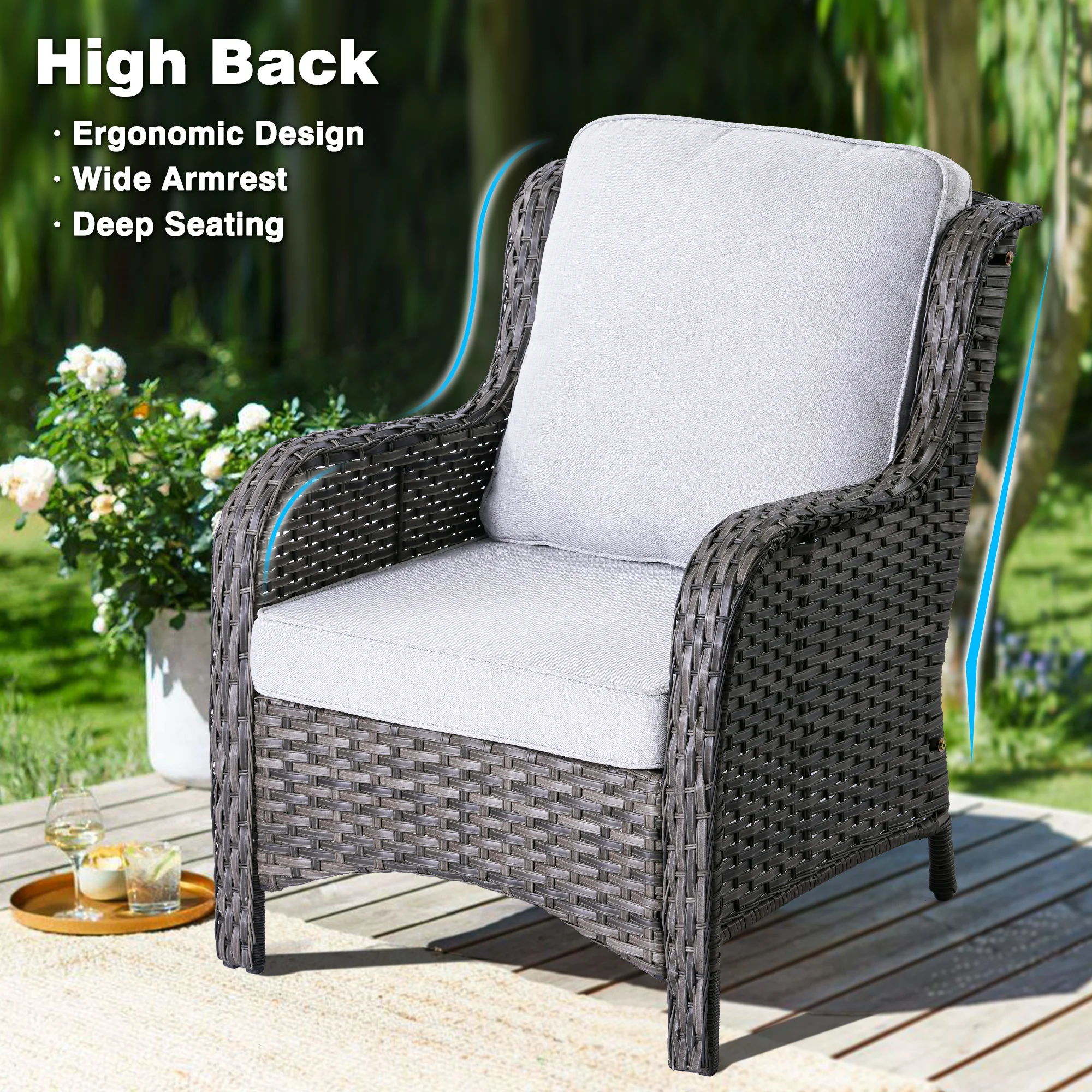 Ovios Patio Chairs 2-Piece Kenard Curved Handrest