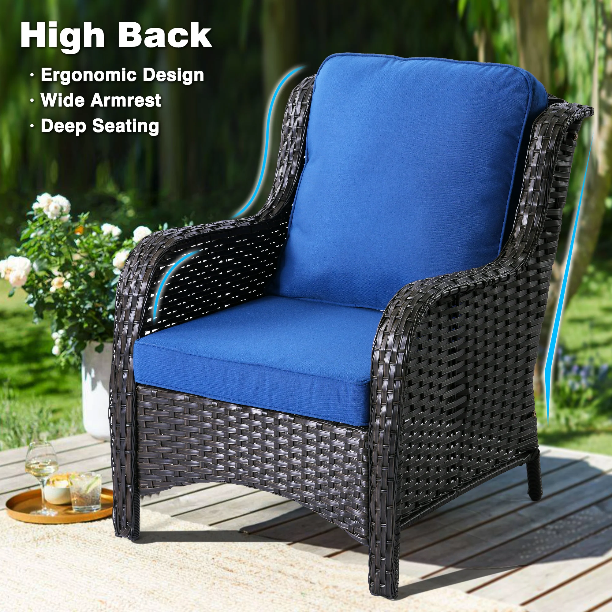 Ovios Patio Chairs 2-Piece Kenard Curved Handrest