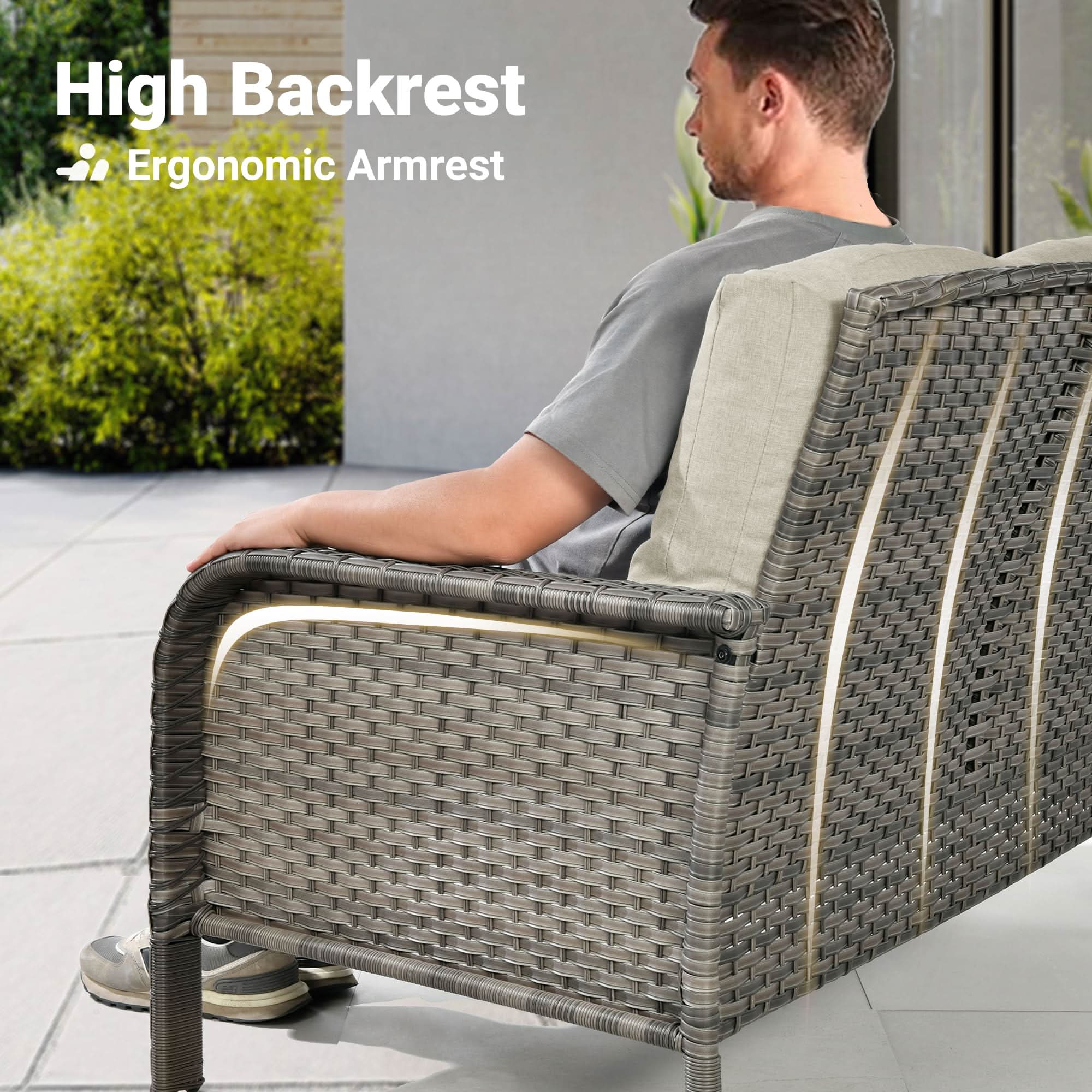 Ovios Patio Furniture Set New August 4 Piece High Back All Weather PE Wicker