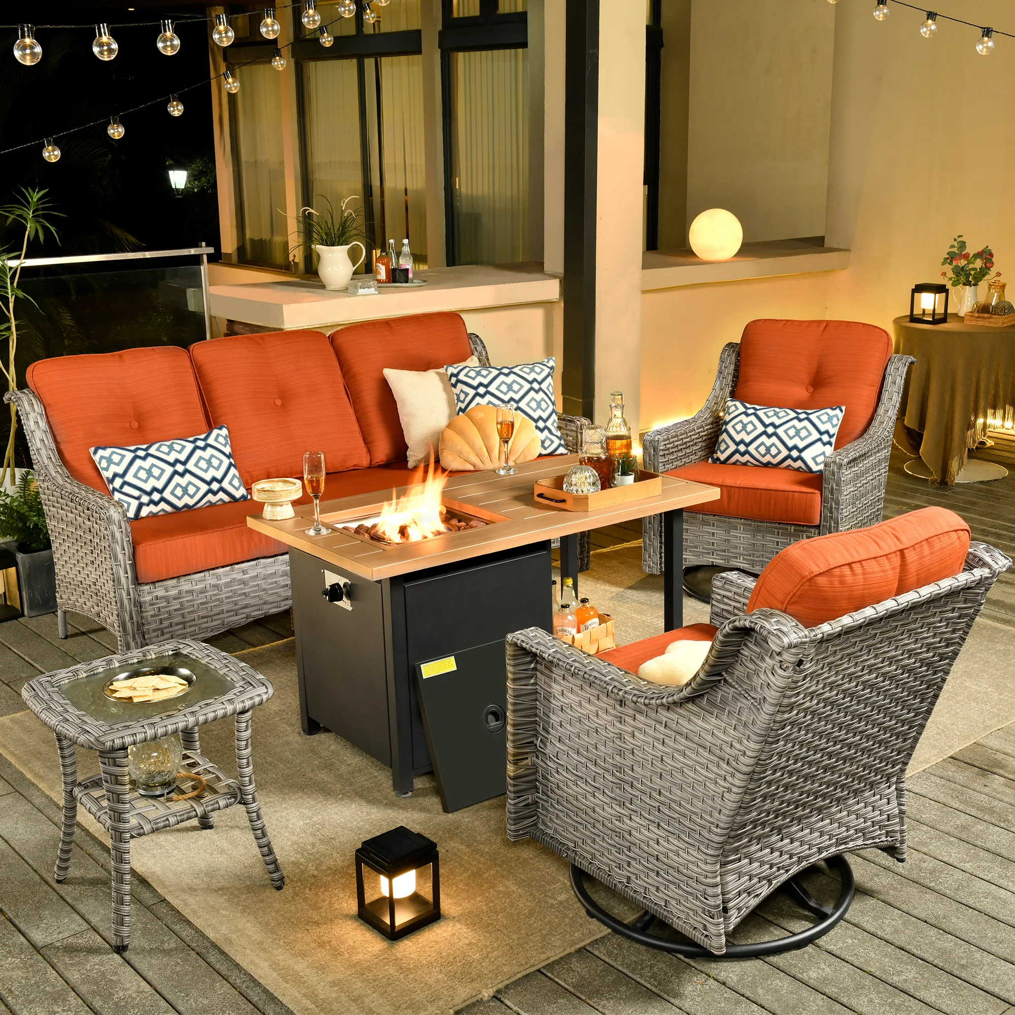 Ovios Conversation Set 5-Piece PAD Series include Rocking Chair & 47
