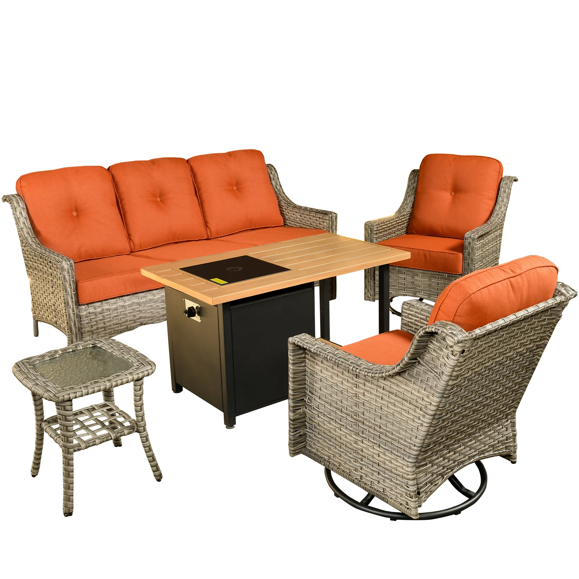 Ovios Conversation Set 5-Piece PAD Series include Rocking Chair & 47