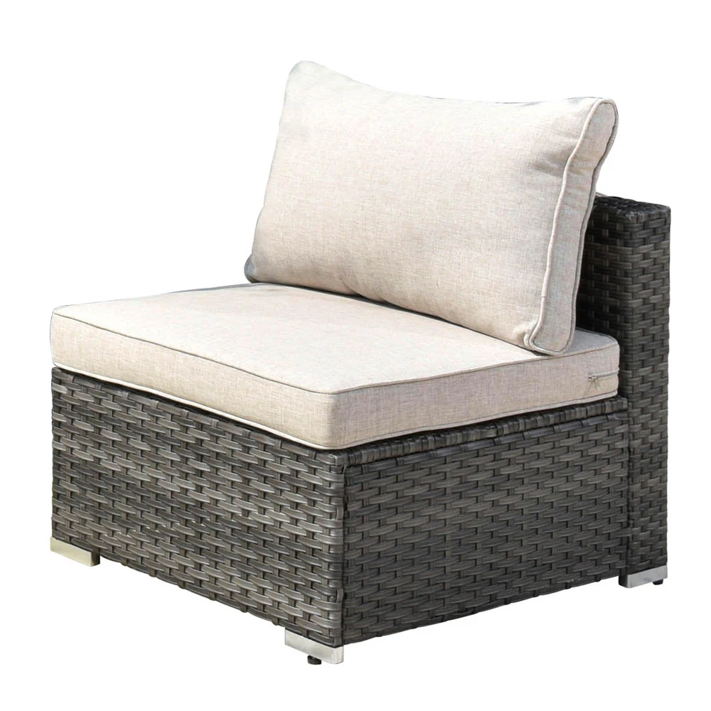 Ovios Patio Furniture 11-Piece Outdoor Sectional Sofa Set with Wicker Rocking Swivel Chairs and 42.12'' Fire Pit