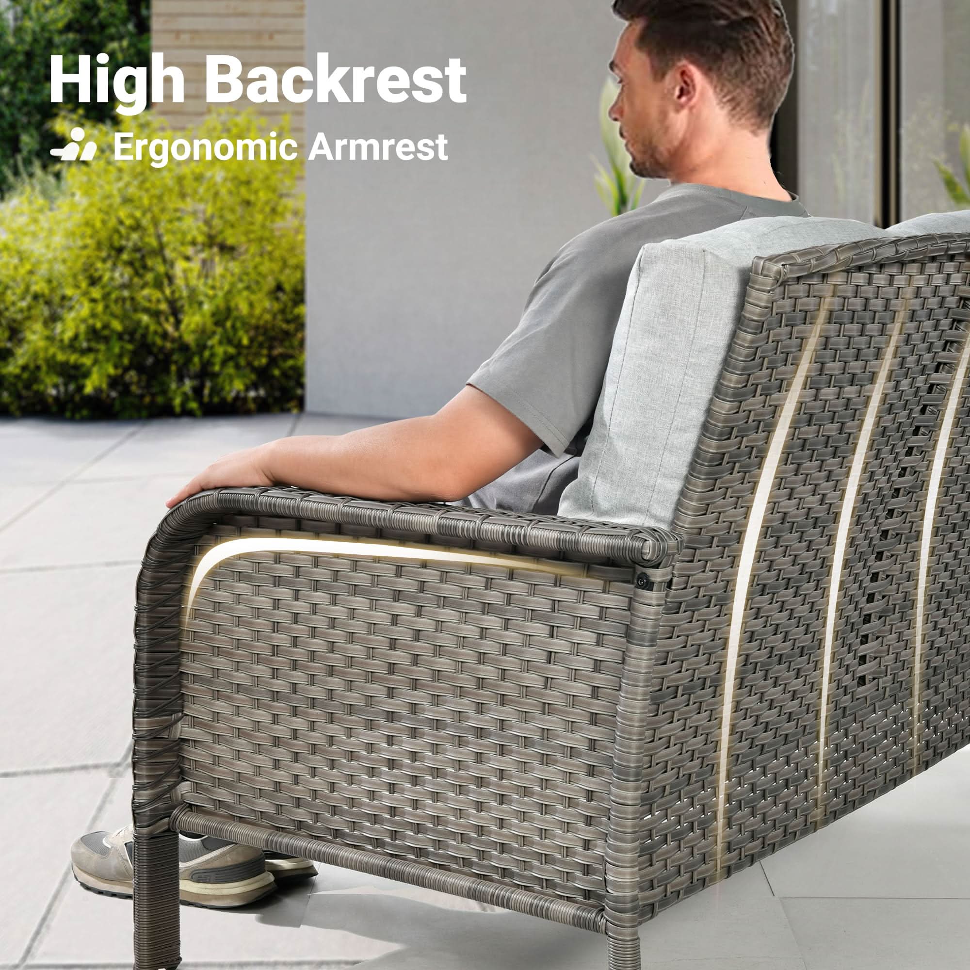 Ovios Patio Furniture Set New August 4 Piece High Back All Weather PE Wicker