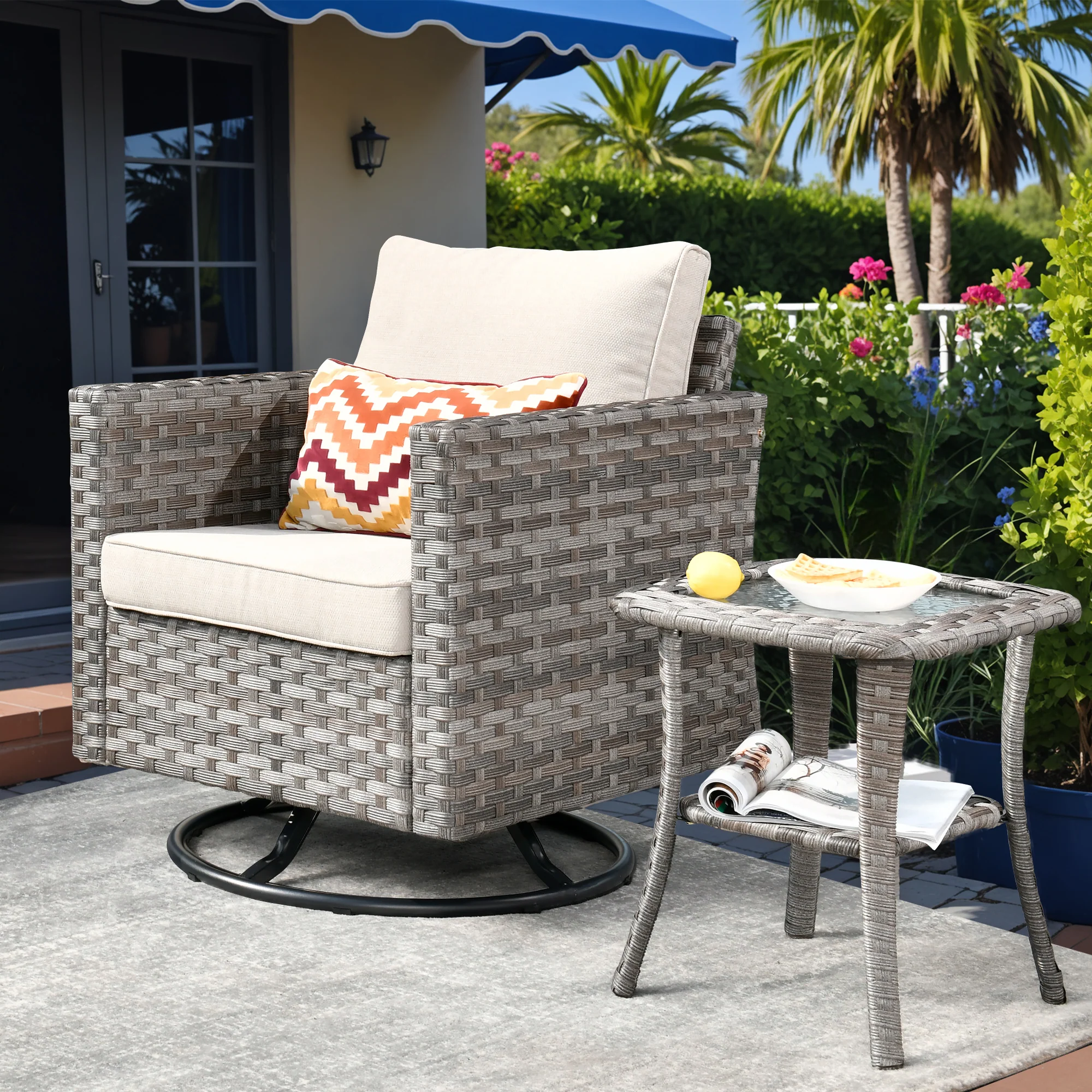 Ovios Rocking Chair Outdoor Table and Chairs matching BBR broad handrails series