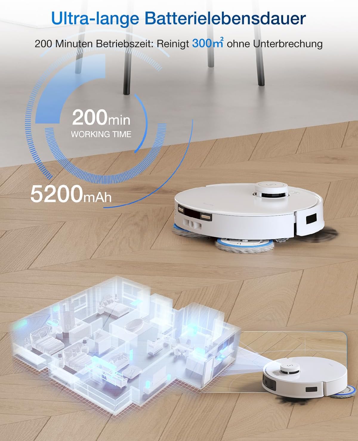 ECOVACS DEEBOT X11 PRO Omni Robot Vacuum Cleaner with Mop Function, 19500 Pa, OZMO Roller 2.0, ZeroTangle 3.0, TruEdge 3.0, Climbing Max 4 cm Height, Extending Mop, All-in-One Omni Station